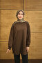 Women's Crew Neck Shoulder Stone Detail Regular Viscose Tunic Brown - 5