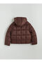 Brown Hooded Girl's Puffer Jacket - 3