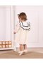 Ecru Muslin Fabric Cotton Long Sleeve Collared Baby Girl Dress |   Daily & Special Day - 3