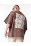 Lace Applique 3D Embroidered Brown T-Shirt - 2