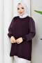 Women's Shoulder Pad Sleeve Silk Cupra Mercerized Knitwear Tunic - 3