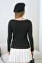 Women's Wide Collar Long Sleeve Lycra Combed Cotton Blouse 13000 - 8