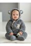 Baby Plush Hooded Jumpsuit with Ear Detail