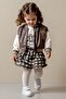 Girl's Brown Jacket t Shirt and Skirt Set - 4