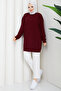 Women's Knitted Diamond Patterned Knitwear Tunic - 3