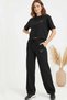 Women's Playful Soul Embroidered Palazzo Tracksuit Set - Wide Leg & Crop Cut - 5