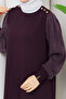 Women's Shoulder Pad Sleeve Silk Cupra Mercerized Knitwear Tunic - 5