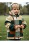 Boy's Plush Plaid Patterned Hooded Coat