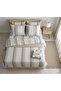 Double Fitted Sheet Set - Brown Striped - 4