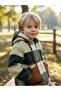 Boy's Plush Plaid Patterned Hooded Coat - 4