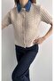 Soft Textured Wool Blend Knit Cardigan with Jean Collar - 3