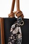 Women's Black Shoulder Bag |   Tan Leather Detailed |   Stylish Daily Bag with Scarf - 4