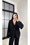 Black Tie-Front Cardigan Elastic Waist Pants Soft Knitwear Set - 5