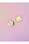 Women's Steel Brand Model Zircon-Double Sided Clover Gold Earrings - 3