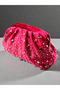Women's Velvet Evening Bag with Sprinkled Stones - 3