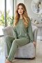 Khaki Happy Patterned Long-Sleeve Seoul Knit Women's Pajama Set - 4