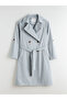 Giyçık Store Den Blue Double-Breasted Collar Women's Trench Coat - 5