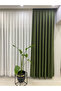 Luxury Linen Background Curtain 1/2.5 Medium Pleat - Moss Green - 2
