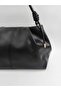 Women's Black Zippered Shoulder Bag, Soft Interior and Exterior Textured , High-Quality Craftsmanship, Soft Faux Leather Clutch Bag - 3