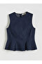 Indigo Crew Neck Peplum Jean Blouse from Giyçık Store - 5
