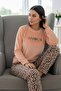 Salmon Amour Patterned Veloura Soft Women's Pajama Set - 3
