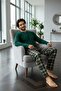 Green Stylish Men's Long Sleeve Pajama Set - 3
