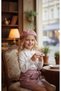 Girl's Beret Leather 3-Piece Set - Pearl and Stone Detailed Bowknot Shirt - Bowknot Suede and Leather Skirt - 3