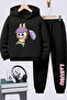 Labubu Printed Children's Premium Sweatshirt Set 2-Piece Set Hoodie Bottom Top Set
