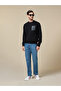 The Nightfall Black Cotton Sweatshirt with Zip Pocket Relaxed Fit - 6