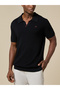 The Shadow Cotton V-Neck Polo Jet Black Comfort Fit - 4