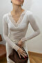 Cream V-Neck Lace Detailed Blouse - 2Y1727 - 3