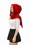 Women's Soft Mohair Yarn Hooded Scarf - Balaclava - Stylish Hood Knitwear Scarf Red - 5