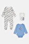 Baby Toddlers Boy 3 Pieces Graphic Print Long Sleeve Bodysuit With Bib Set, Multicolor - 2