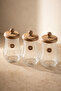 Acacia Lid Glass Jar 950ml 3-Piece Seal Storage Jar Set Kw-1169 - 6