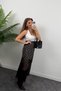 Bitter Brown Lace Detailed Polka Dot Maxi Satin Dress - 7085 - 3
