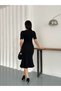 Women's Black Belt Detailed Thessaloniki Fabric Dress - 9