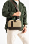 Canvas Faux Leather Crossbody Tablet Bag with Internal Organizer and Adjustable Strap Unisex