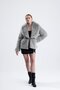 Women's Gray Shawl Collar Fur Coat with Leather Belt Thick Winter Warm - 3
