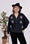 Plus Size Floral Detailed Soft Cardigan - 3