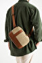 Canvas Faux Leather Crossbody Tablet Bag with Internal Organizer and Adjustable Strap Unisex - 2