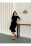 Women's Black Belt Detailed Thessaloniki Fabric Dress - 4