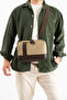Canvas Faux Leather Crossbody Tablet Bag with Internal Organizer and Adjustable Strap Unisex - 2
