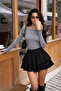Double-Layer Ruffled Black Mini Skirt - 2