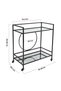 OneDcor Metal Serving Trolley with Oval Glass & Mirror Shelves – Bar Cart with Lockable Wheels - 2