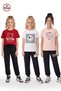 6-Piece Girls' Top and Bottom Set with 3-Piece Print Detail Round Neck T-Shirt