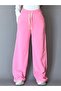 Women's Pink Fine Futter Wide Leg Sweatpants