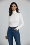 Women's Turtleneck Corded Fabric Knitwear Blouse Set of 3 – White • Beige • Baby Blue - 3
