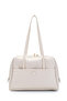 Leather Rocky Women's Shoulder Bag with Front Pocket Detail Cream