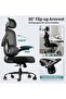 Premium Ergonomic Office Chair, High Back Mesh Chair with Flip-Up Armrest, Recline & Lumbar Support - 3