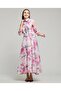 Floral Print Shirt Dress with 3/4 Sleeves - 2